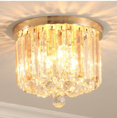 China Surface Mounted Room Lights Corridor Modern Luxury Led Small Crystal Hotel Gold K9 Crystal Pendant Lamp for sale