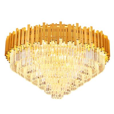 China Modern Home Living Room Gold Led Lights Luxury Hotel Villa Crystal Ceiling Lamps for sale