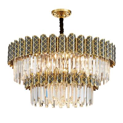 China Contemporary Light Round Restaurant Glass Chandelier Light Crystal Pendant Lights Luxury for sale