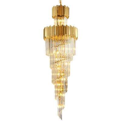 China Modern Long Staircase Chandelier Modern Crystal Lamp Blow Pendant Luxury for sale