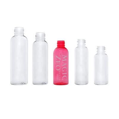 China Household Products 40ml 60ml 80ml 100ml 150ml Round Shoulder Bottle With Cover Aluminum Disposable Clear PET Plastic Bottle for sale