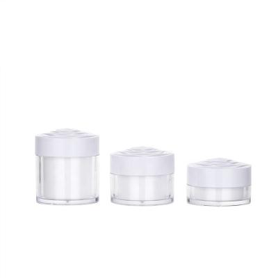 China Personal care ready to ship luxury acrylic jar 20g 30g 50g hot sale high quality cosmetic cream plastic flower double wall jar for sale