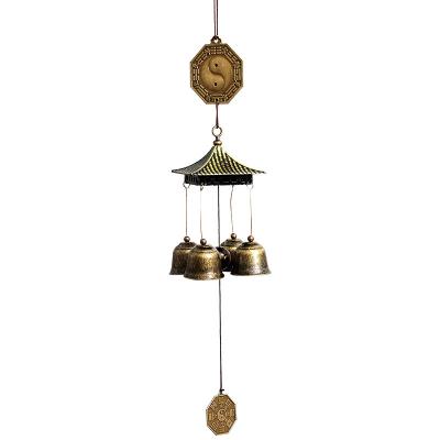 China Retro Bell House Mascot Metal Wind Rings Bells Home Japanese Style Pavilion Iron Ornaments Creative Decoration Pendant for sale