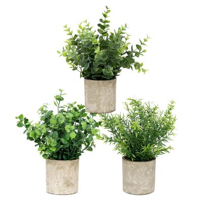 China Top Selling Potted Eucalyptus Rosemary Artificial Mini Artificial Plant Pulp Greenery Seedlings For Home Decor for sale