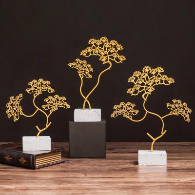 China Modern Corridor Europe Living Room Office Simulation Golden Pine Welcoming Metal Ornaments Craft for sale