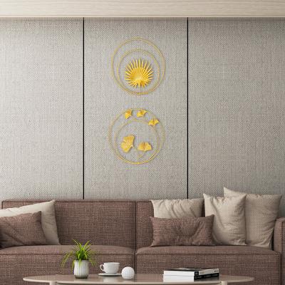 China Nordic minimalist modern home living room round leaf metal wall decoration gold ornaments for sale