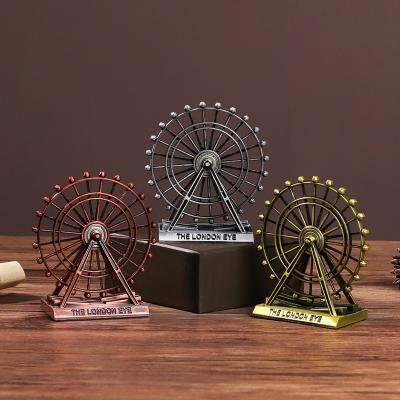 China European Retro Ferris Wheel Metal Craft Desktop Decoration Mini Ferris Wheel Model Office Living Room for sale