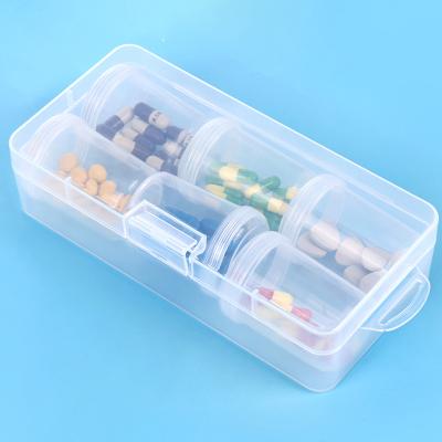 China Large Volume Sealed Portable Medicine Storage 6 Compartment Medicine Box Medicine Bottle Travel Pill Box for sale