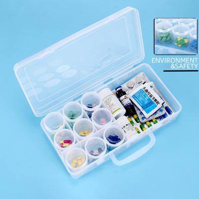 China Medicine Storage Sealed Medicine Storage Box 9-Compartment Pill Case Divided Water Bottle Pill Box Organizer for sale