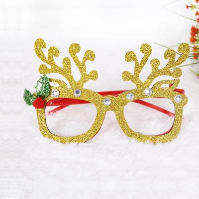 China Wholesale Christmas Paper Glasses Frames Ornaments Holiday Glass Christmas Glitter Party Snowflake Garland Glass Frames for sale