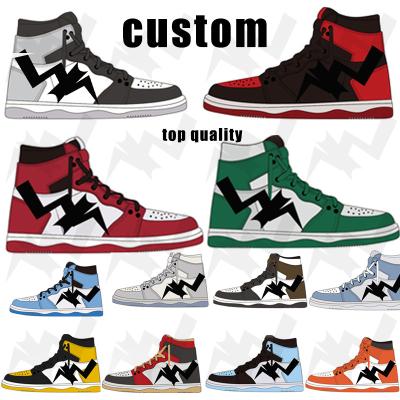 China 1:1 Original Shoes Form Custom Sneakers Toe Leather Chicago Basketball Shoes Black AJ 1 Mens Womens Mens OG Mocha Box Sneakers UNC High Quality Custom Green for sale