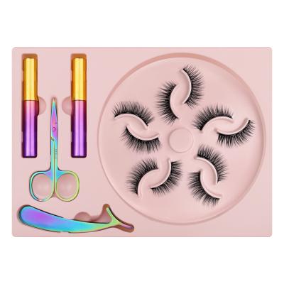 China Natural Long 5 Pairs Magnetic Eyelashes Magnetic Mink Eyelashes Vendor for sale