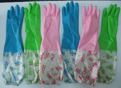 China Lightweight Cotton Lined Colorful Household Rubber Gloves Long Sleeve for sale