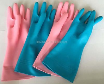 China Vinyl housekeeping gloves/striped cotton flock/lightweight PVC housekeeping gloves for sale