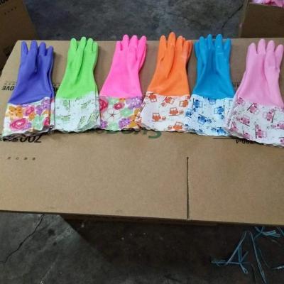 China Wholesale Lightweight Kitchen Washing Dishes Gloves Long Latex Cleaning Waterproof Custom Printed Household Gloves for sale