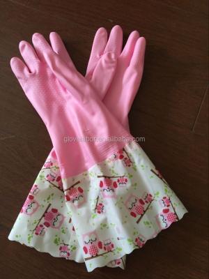 China Lightweight Latex Rubber Gloves Cooking Hand Glove Kitchen Fashion Clean Hand Plastic Gloves Large Long Sleeve for sale