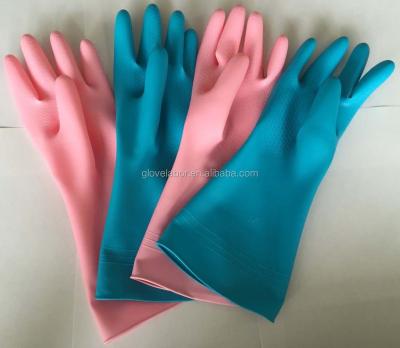 China Light Economy Household Colored Latex Flocked Beaded Gloves Cuff Gloves for sale