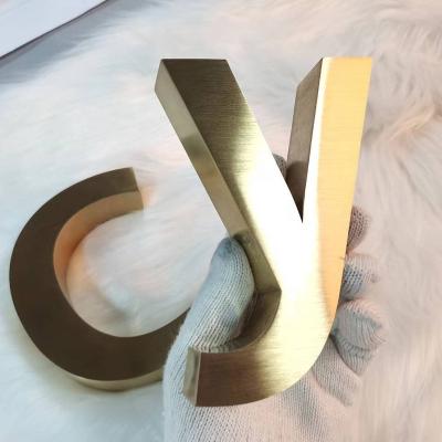 China Buildings Laser Cut 3D Metal Alphabet Letters Store Signs Gold Wall Decor Custom Metal Sign Letters for sale