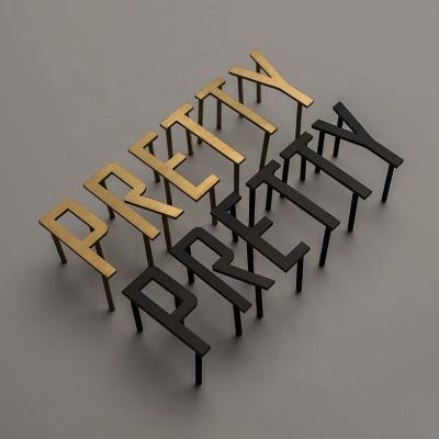 China Buildings Laser Cut 3D Metal Alphabet Letters Store Signs Gold Wall Sign Metal 3d Letters Custom Letter Hotels Doors Numbering for sale