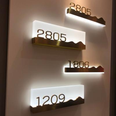 China Custom buildings logo design house door number laser cut sign metal numbers toilet signage alphabet letter hotel signs for home for sale