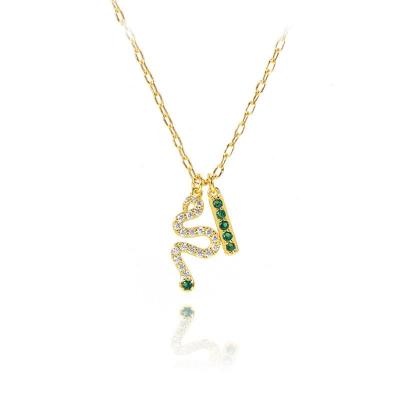 China Wuzhou LS Cute Jewelry Trendy Zircon Snake Necklace For Women New Animal Pendant Necklace Female Jewelry for sale