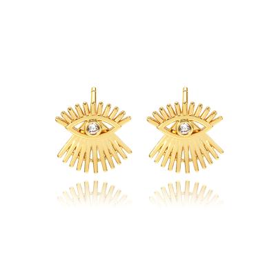 China Fashionable Wholesale Popular Brands Designer Jewelry Wuzhou LS Turkish Eye Stud Earrings For Women for sale