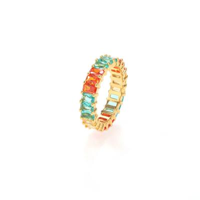 China 2021 Wuzhou LS jewelry CLASSIC hot sale rainbow color jewelry 18k gold plated rainbow ring for sale