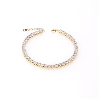 China Wholesale Wuzhou LS TRENDY jewelry fashion 18k gold plated jewelry 5mm diamond tennis bracelet white gold anklet chain for sale