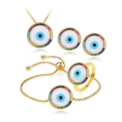 China ZIRCON Wuzhou LS jewelry 2021 various kinds of shell jewelry set blue eyes wholesale hot students for sale