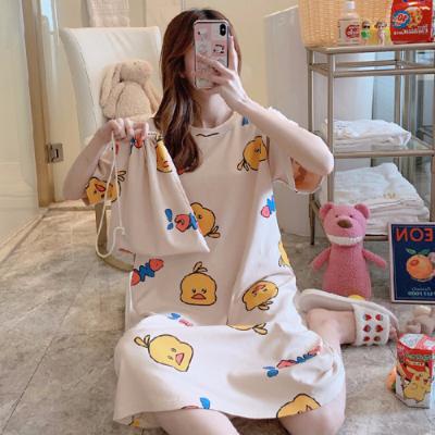 China QUICK DRY Korean Candy Women's Pajamas and Latest Beautiful Fabric Nightgown for sale