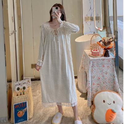 China 2022 New Design Cute Women Pajamas QUICK DRY Polyester Nightgown Lace Set Cartoon Long Sleeves Pijamas Fancy Sleepwear For Girls for sale