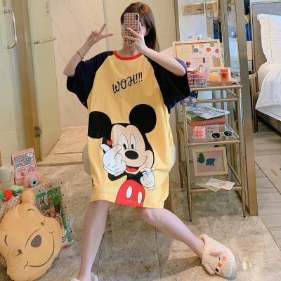 China 2022 new big pajamas QUICK DRY robe pajama sleep robe for women short sleeve summer spring nightgown for sale