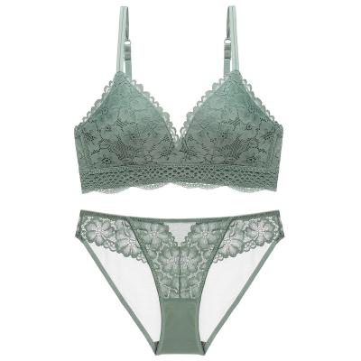 China 2021Factory Wholesale Lace Floral Women Sexy Charming Underwear Bra And Waist Set Brief Sets QUICK DRY for sale