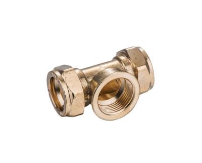 China Drinking Water CPFFA 024 COMPRESSION TEE SIZE 15 MM -54 MM BRASS COMPRESSION TEE with 10 pcs/bag for sale