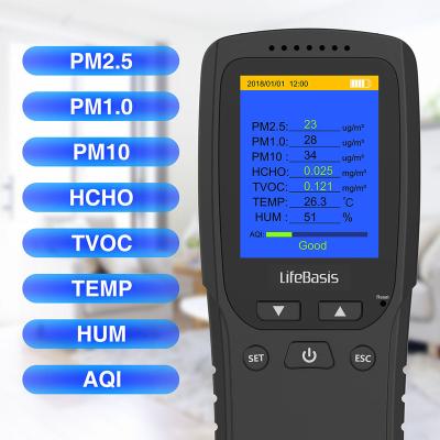 China ABS LIFEBASIS LCD Screen PM2.5 Air Quality Monitor Multi Gas Analyzer for sale