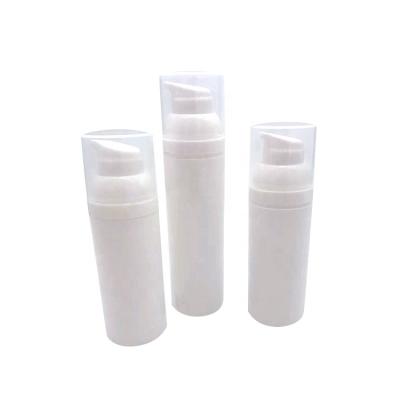 China Various Good Quality 50ml Cosmetic Airless Pump Bottle 15ml White Child Safe Airless Pump Bottle for sale