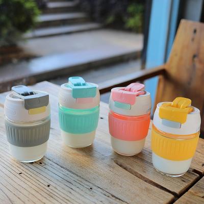 China Low MOQ Sustainable Glass Water Bottle With Straw Sublimation Portable Tumbler Drink Cup for sale