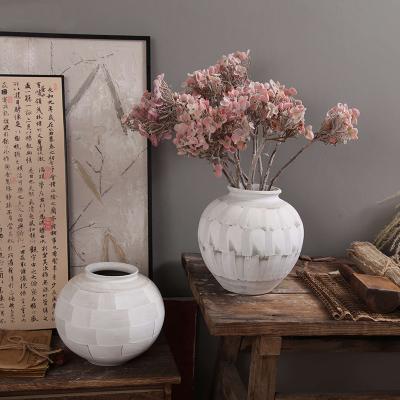 China Antique Nordic Luxury Chinese Handmade Terracotta Terracotta Pottery Home Decor Tabletop Art Deco Vintage Rustic Ceramic Vase Retro Jarrones for sale