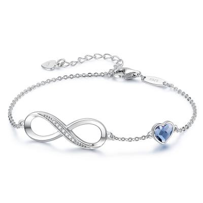 China FASHIONABLE Bracelets 925 Sterling Silver Infinity Heart Charm Bracelet For Women for sale