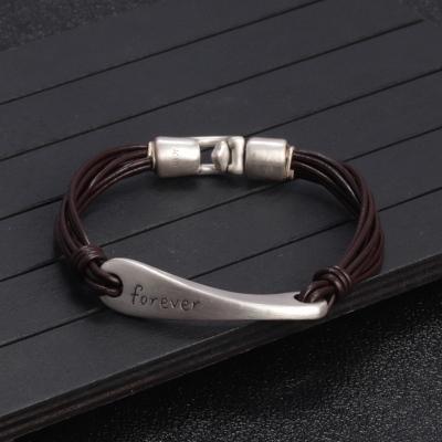 China Men's Bracelet 925 Sterling Silver Forever Leather Rope Bracelet FASHIONABLE Custom Bracelet For Men for sale