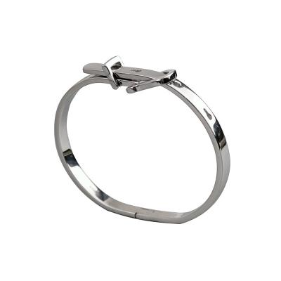 China FASHIONABLE Adjustable Bracelet 925 Sterling Silver Plain Watchband Belt Buckle Bracelet for sale