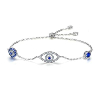 China FASHIONABLE Evil Eye Bracelet 925 Sterling Silver Diamond Adjustable DIY Evil Eyes Bracelet Jewelry for sale