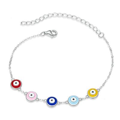 China FASHIONABLE 925 Sterling Silver Evil Eye Devil's Eye Colorful Enamel Bracelet for sale