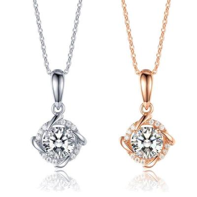 China Trendy Rose Gold Plated 925 Sterling Silver Snowflake Diamond Moissanite Pendant Necklace for sale