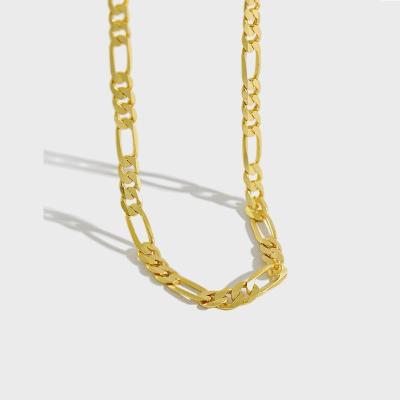 China Fashionable 925 Sterling Silver Figaro Chain Choker Necklace 18k Gold Plated for sale