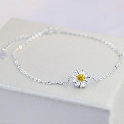 China Fashionable 925 Sterling Silver Daisy Sunflower Foot Chain Anklets Body Jewelry for sale