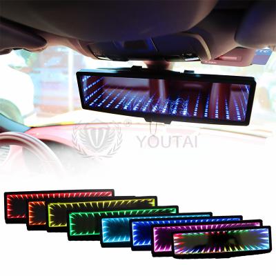 China RGB infinity mirrors universal color 3D car rear view mirror blackhole light back Model3 for sale