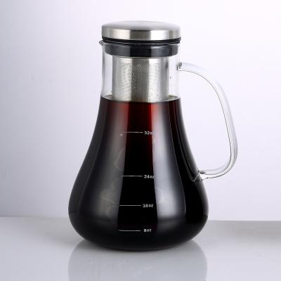 China Microwavable Borosilicate Glass Cold Brew Coffee Maker With 18/8 Stainless Steel Pitch And Lid for sale