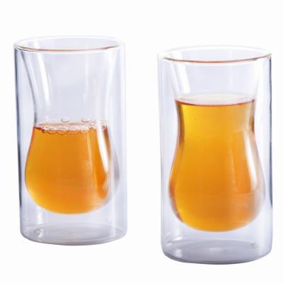 China Sustainable Double Wall Turkish Tea Glass Mug Set, 4.25 Oz Insulated Thermo Glass for sale