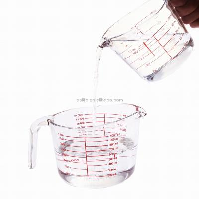 China 1000ml/32oz viable WITH HANDLE JUG! high borosilicate glass tea jug, unbreakable measuring water jug for sale